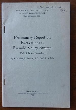 Preliminary Report on Excavations at Pyramid Valley Swamp Waikari, North Canterbury