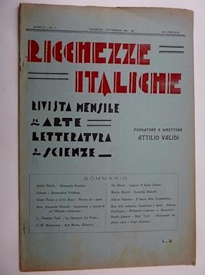"Anno II n.° 11 - Piombino Novembre 1932 RICCHEZZE ITALICHE Rivista Mensile di Arte e Letteratura...