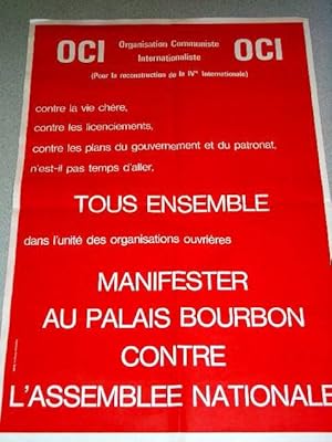 Affiche des années 70 -OCI - Pour la reconstruction de la IV ème Internationale - Contre la vie c...