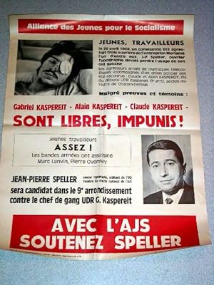 Affiche de années 70 de l'Alliance des jeunes pour le socialisme - AJS - JEUNES TRAVAILLEURS - le...