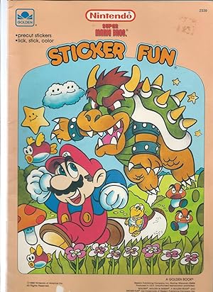 NINTENDO Super Mario Brothers STICKER FUN precut stickers lick stick & color