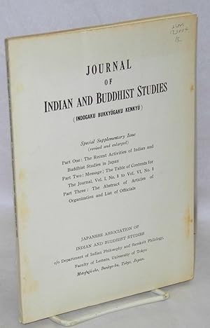 Journal of Indian and Buddhist studies.; Special supplementary issue (revised and enlarged). Part...