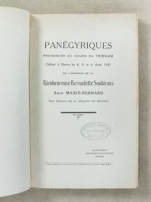Panégyriques prononcés au cours du Triduum célébré à Nevers les 4, 5 et 6 Août 1925 en l'honneur ...