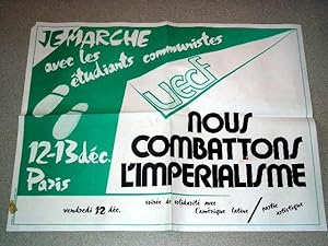 Affiche des année 80 - Je marche avec les étudiants communistes - 12 et 13 Décembre PARIS - UECF ...