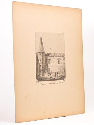Château de Roujan. Essai de restitution. Dessin original d'Albert Fabre, daté du 28 février 1876