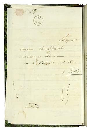 A letter dated Paris, le 5 mars, 1836 signed by Dejean to 'Mon cher Boisduval' and a letter signe...