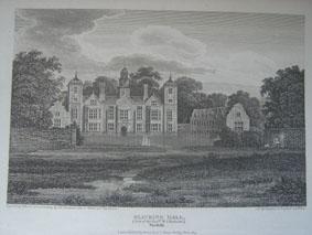 An Original Antique Engraved Illustration of Blickling Hall in Norfolk from The Beauties of Engla...