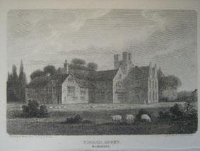 An Original Antique Engraved Illustration of Bisham Abbey in Berkshire from The Beauties of Engla...