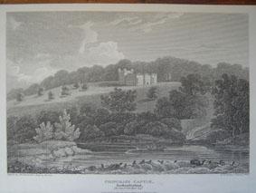 An Original Antique Engraved Illustration of Chipchase Castle in Northumberland from The Beauties...