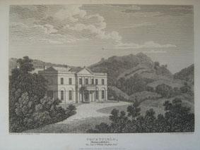 An Original Antique Engraved Illustration of Courtfield in Monmouthshire from The Beauties of Eng...