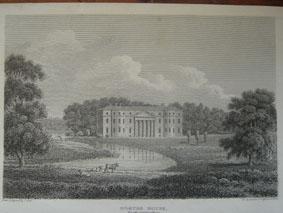 An Original Antique Engraved Illustration of Horton House in Northamptonshire from The Beauties o...