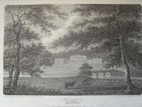 An Original Antique Engraved Illustration of Kedleston Park in Derbyshire from The Beauties of En...