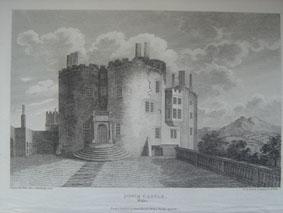 An Original Antique Engraved Illustration of Powis Castle in Wales from The Beauties of England &...