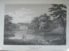 An Original Antique Engraved Illustration of Wycombe House in Buckinghamshire from The Beauties o...