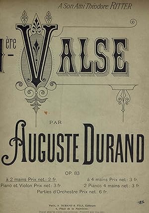 1ere ( Premiere ) Valse Op 83 - Vintage Sheet Music