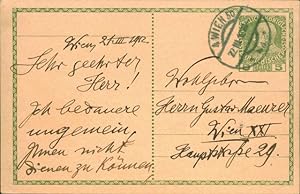 Eigenh. Postkarte mit Ort, Datum und Unterschrift