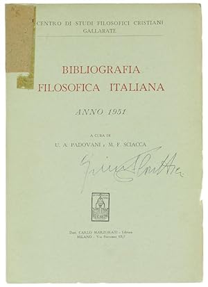 BIBLIOGRAFIA FILOSOFICA ITALIANA - Anno 1951.: