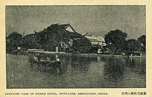 Postcard. Lakeside View of Grand Hotel, Westlake, Hangchow, China