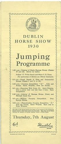 Jumping Programme: Dublin Horse Show 1930 [with use of Marconiphone public address system]