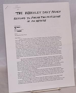 The Berkeley Daily Planet refused to publish this as a letter or an article