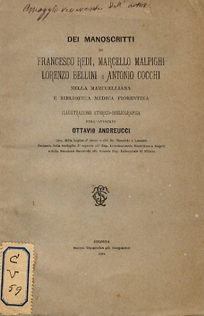 Dei manoscritti di Francesco Redi, Marcello Malpighi, Lorenzo Bellini e Antonio Cocchi nella Maru...