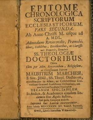 Epitome Chronologica Scriptorum Ecclesiasticorum - Pas Secunda