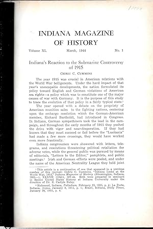 INDIANA'S REACTION TO THE SUBMARINE CONTROVERSY OF 1915.