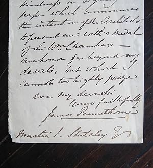 Autograph letter to Martin Stutely, 1856