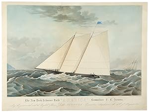 The New York Schooner Yacht "America" Commodore J. C. Stevens, sailing the great match with the E...