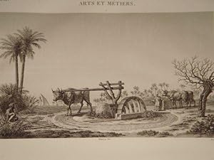 DESCRIPTION DE L'EGYPTE. Arts et métiers. Vue et détails de la roue à jantes creuses ou machine à...