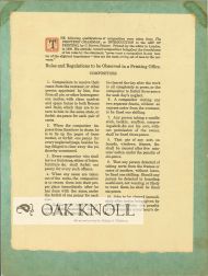RULES AND REGULATIONS TO BE OBSERVED IN A PRINTING OFFICE, COMPOSITORS