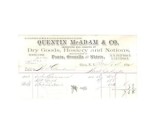 QUENTIN McADAM & CO., IMPORTERS AND JOBBERS OF DRY GOODS, HOSIERY AND NOTIONS, MANUFACTURERS OF P...