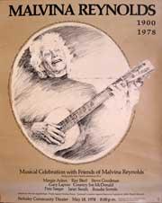 Musical Celebration with Friends of Malvina Reynolds (1900 - 1978). Poster.
