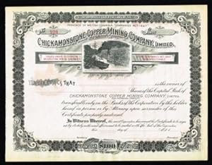Share Certificate from the Chickamonstone Copper Mining Company of British Columbia, C1897