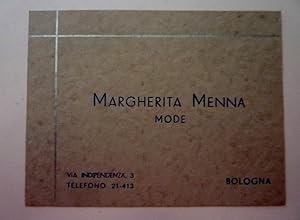 Cartoncino Pubblicitario manoscritto "MARGHERITA MENNA MODE - BOLOGNA" per la Contessa Lina Fiore...