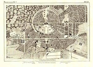 KARLSRUHE, Stadtplan: Original-Lithographie im Verlag von G. Schubert, um 1840. Zeigt das Schloß ...