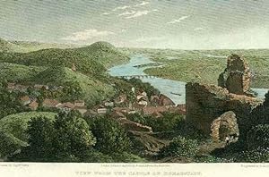 Ansicht "View from the Castle of Donaustauf". Kolorierter Original-Stahlstich von G. Hollis nach ...