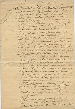 Contrat de mariage [marriage] (copie certifiée de l'époque) Québec, 6 septembre 1762 for Jean Urb...