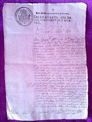 DOCUMENTO SELLADO DE PALMA DE MALLORCA POR ARRESTO MILITAR, PEDRO DOMINGUEZ SOTO 1804