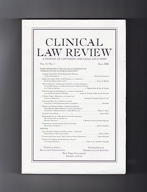 Clinical Law Review - Fall 2002. Vol. 9, No. 1