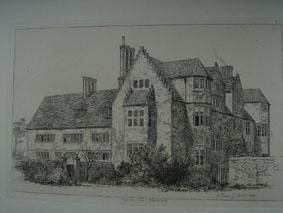 A Fine Original Antique Etching Illustrating Black Ladies Priory, Brewood in Staffordshire. By W....