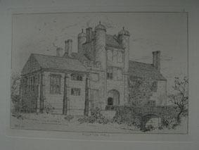 A Fine Original Antique Etching Illustrating Pillaton Hall in Staffordshire. By W. Niven and Publ...