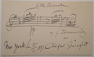 Musical Quotation Signed on the back of his Calling Card