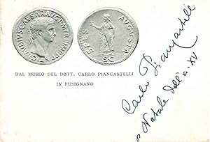 Cartolina illustrata del museo Piancastelli con firma e data autografe di Piancastelli, inviata i...