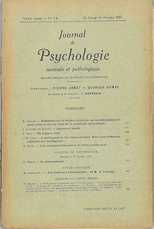 Journal de psychologie normale ed pathologique. Organe officiel de la société de psychologie. XXX...