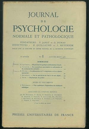 Journal de psychologie normale ed pathologique. 53° année, 1956, annata completa Fondatori: Pierr...