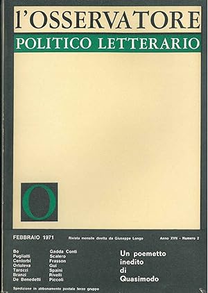 L' osservatore politico letterario. Rivista mensile diretta da Giuseppe Longo. 1971/2. In evidenz...