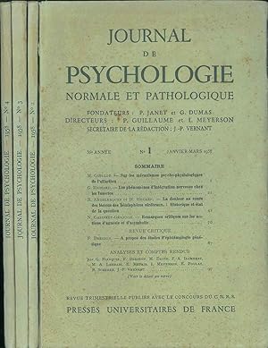 Journal de psychologie normale ed pathologique. 55° année, 1958, annata completa Fondatori: Pierr...