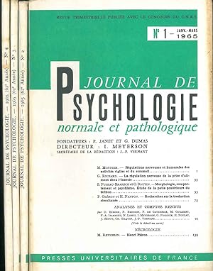 Journal de psychologie normale ed pathologique. 62° année, 1965, annata completa Fondatori: Pierr...