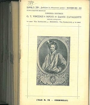 Libreria editrice G. T. Vincenzi e nipoti di Dante Cavallotti. Cataloghi n. 79-106, 108, 109, 116...